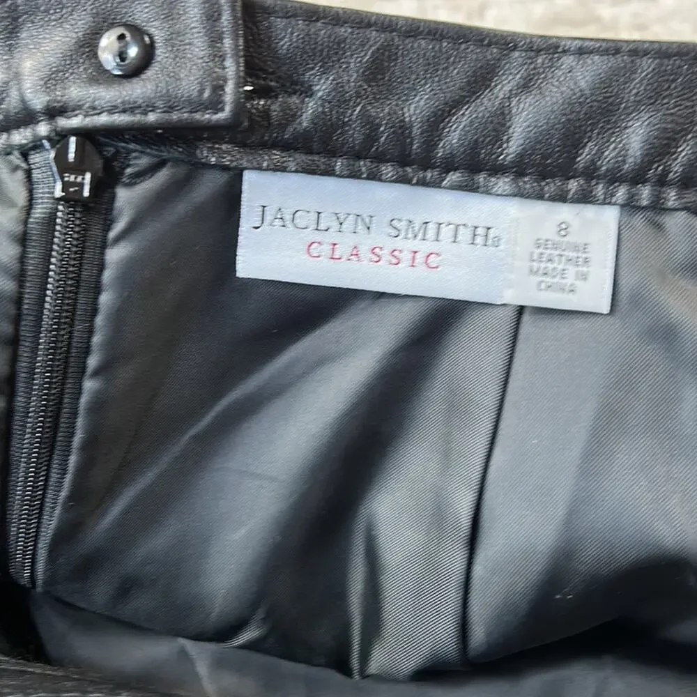 Jaclyn Smith classic black leather pencil‎ skirt, size 8